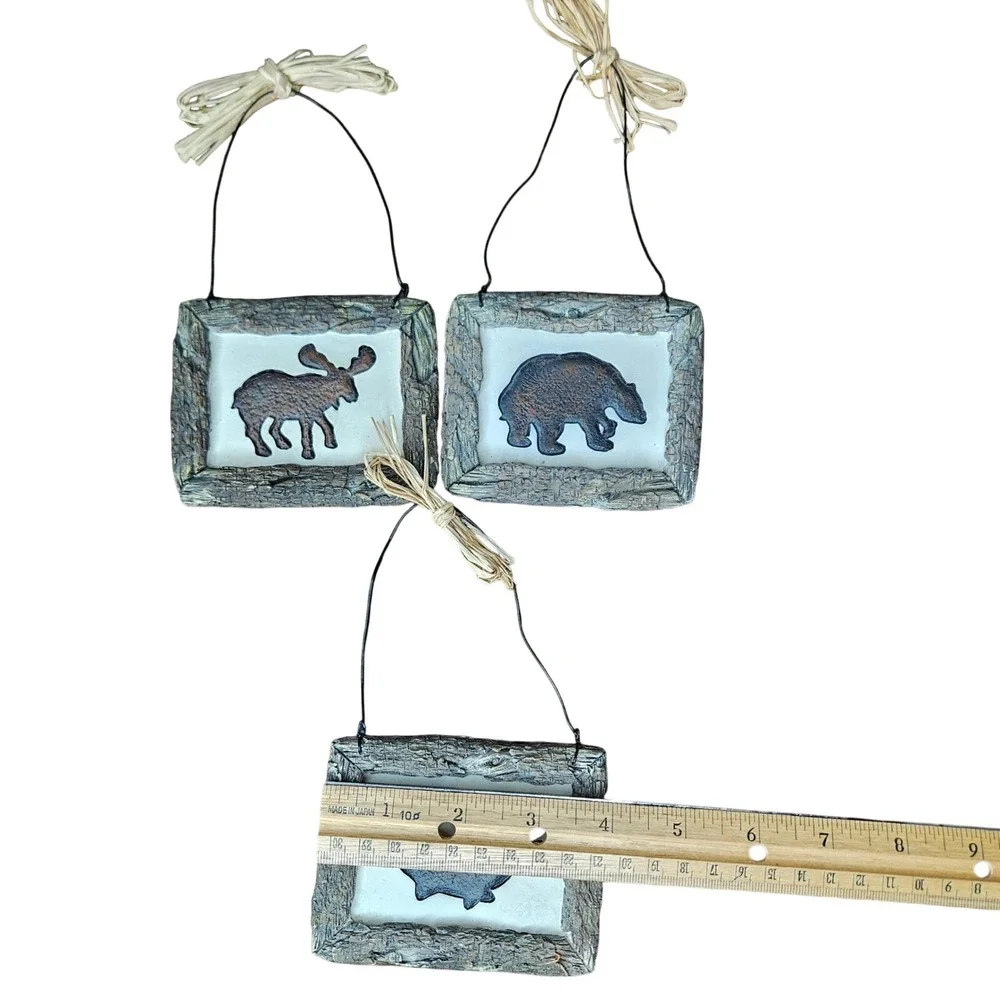 Homemaker's Idea Company Rustic Wildlife Lodge Wall Art Set Moose Bear Fish‎ 3pc